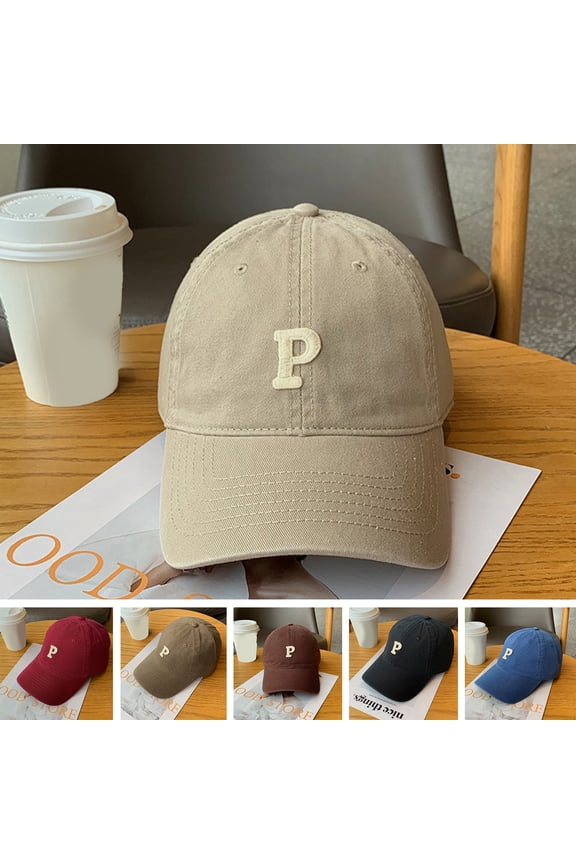 Unisex Embroidery P Letter Print Extended Brim Adjustable Baseball Hat Sunscreen Visor Sun Hat Fashion Accessories