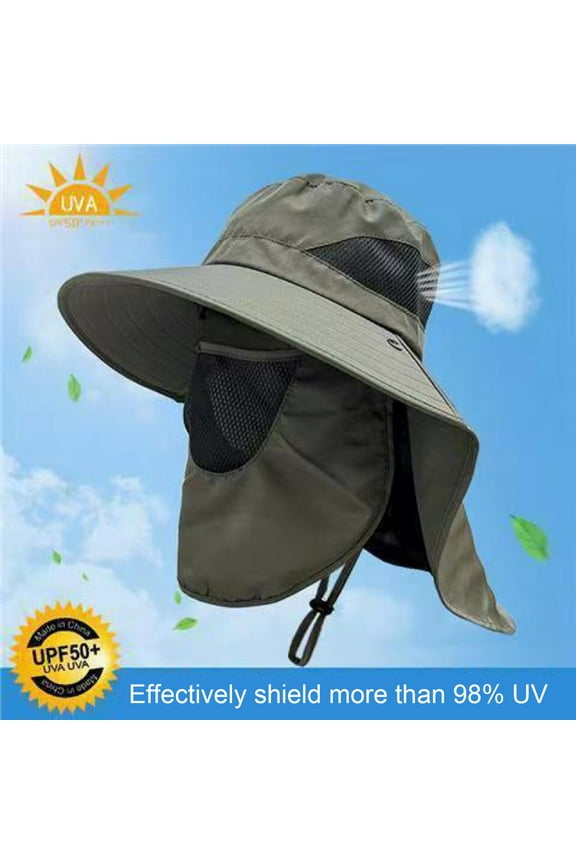 Unisex Sun Hat with Face Front Cover Face Neck Hollow Mesh Windproof Fixed Strap Anti UV Foldable Sunscreen Breathable Gardening Fishing Outdoor Cap