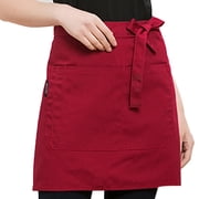 Yesbay Unisex Waterproof Half Apron with Pocket Waitress Chef Waist Apron Resistant Restaurant Cafe Lace-up Short Apron