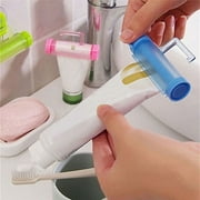 Yesbay Useful Plastic Rolling Tube Squeezer Toothpaste Easy Dispenser Bathroom Holder-Blue