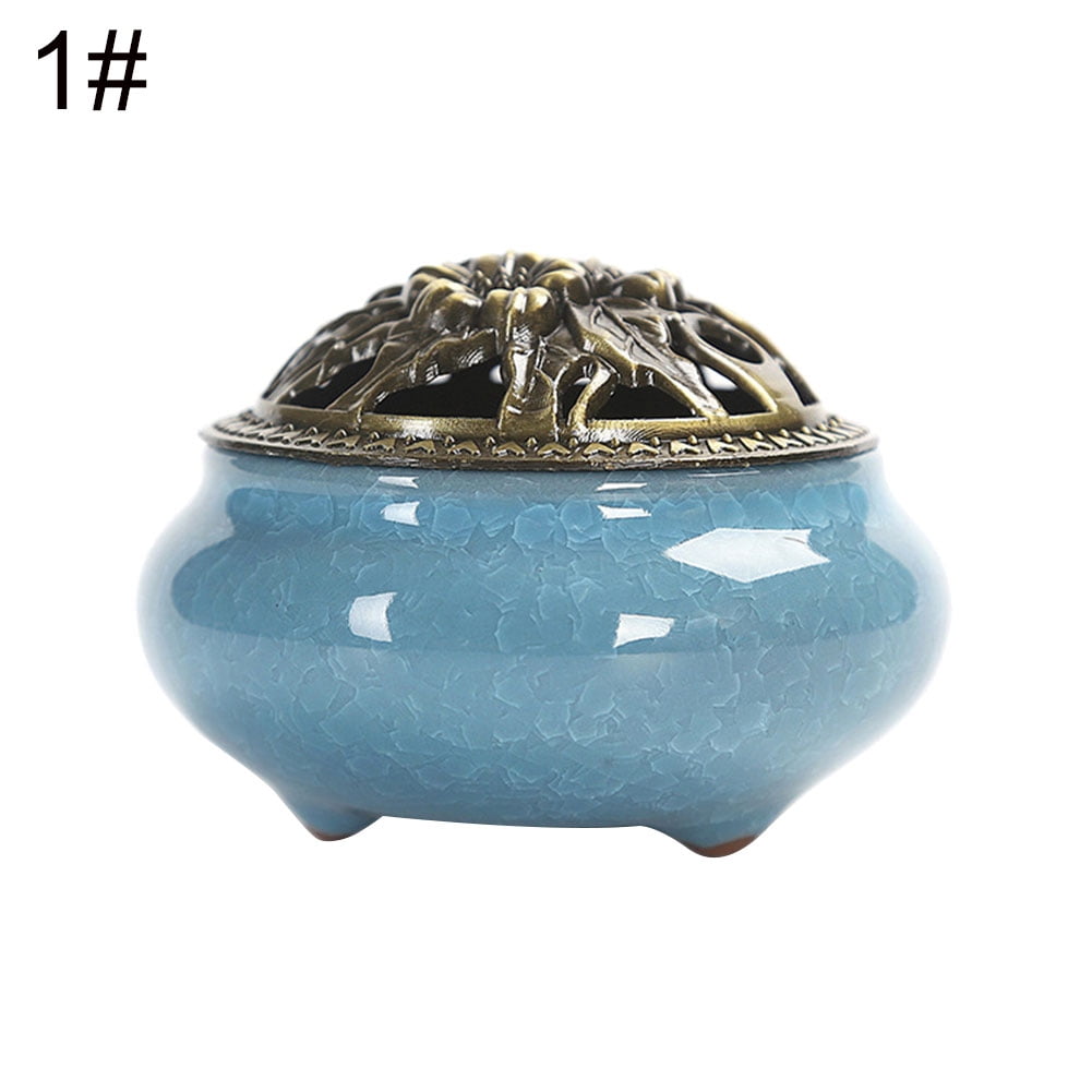 Yesbay Vintage Ceramic Incense Burner Holder Meditation Buddhist Zen Censer Home Decor,Ceramic Censer