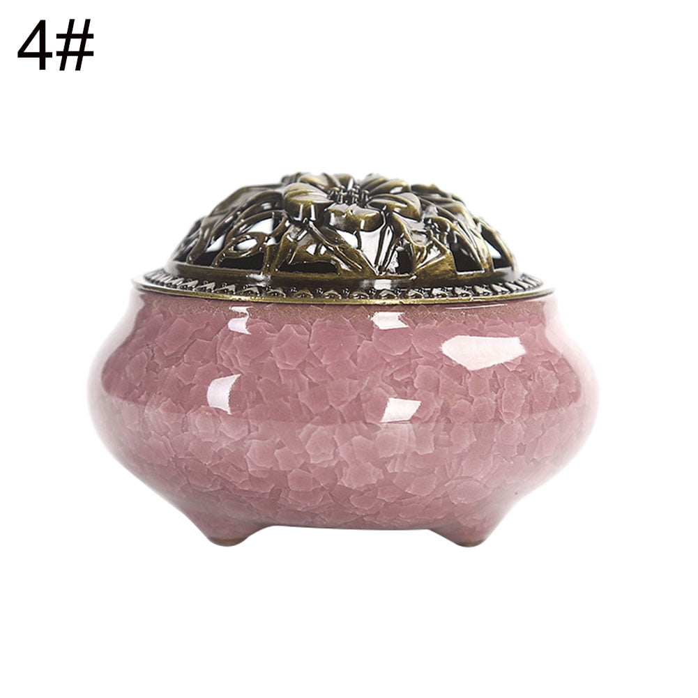 Yesbay Vintage Ceramic Incense Burner Holder Meditation Buddhist Zen Censer Home Decor,Ceramic Censer