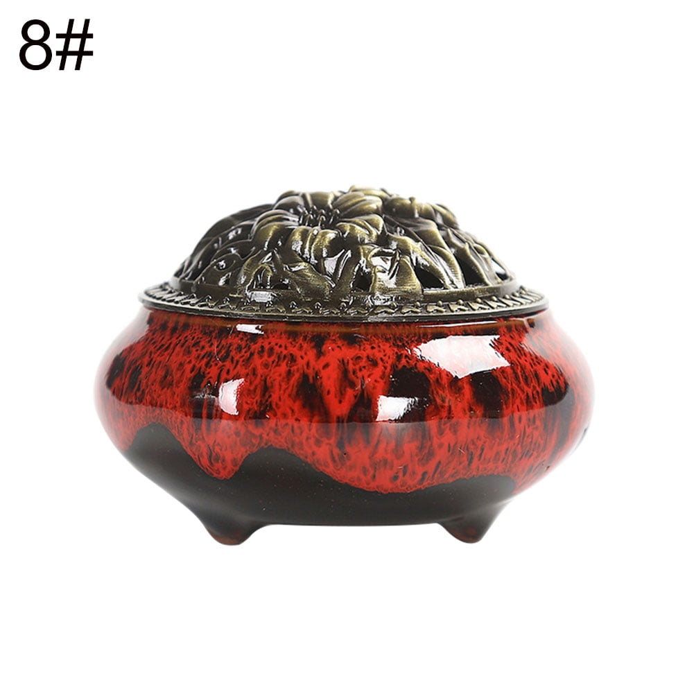 Yesbay Vintage Ceramic Incense Burner Holder Meditation Buddhist Zen Censer Home Decor,Ceramic Censer