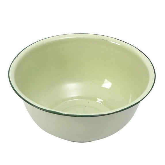 Yesbay Vintage Enamel Deep Soup Bowl Thickened Retro Rice Noodle Container Dishwasher Safe Serving Pot for Hot Meals