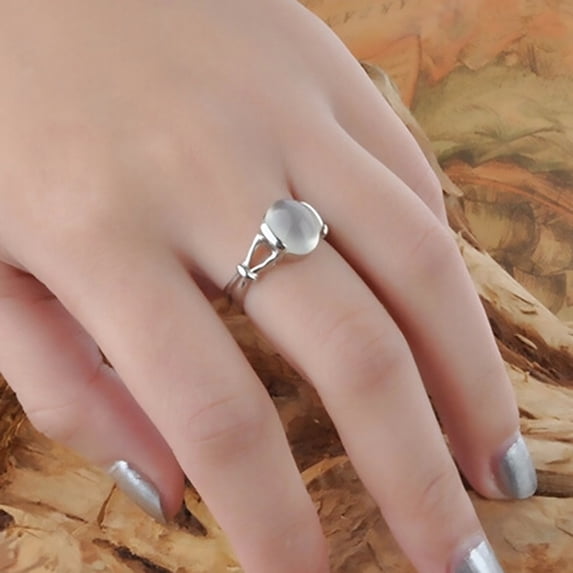 Yesbay Vintage Moonstone Inlaid Finger Ring Women Wedding Jewelry Valentine Day Gift