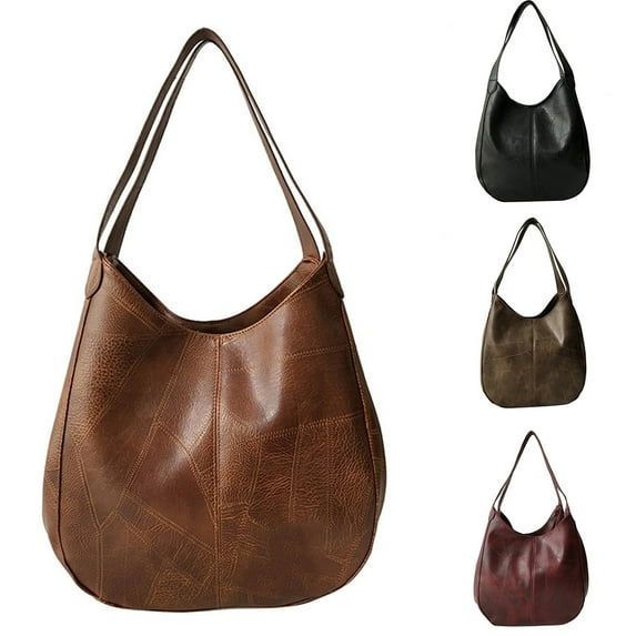Yesbay Vintage Women Large Capacity Faux Leather Tote Shoulder Hobo Bag,Khaki