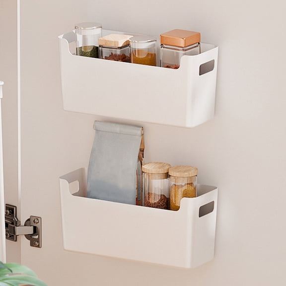 Yesbay Wall Mount Storage Rack with Handle Multipurpose Countertop Storage Holder Kitchen Organizer Shelf