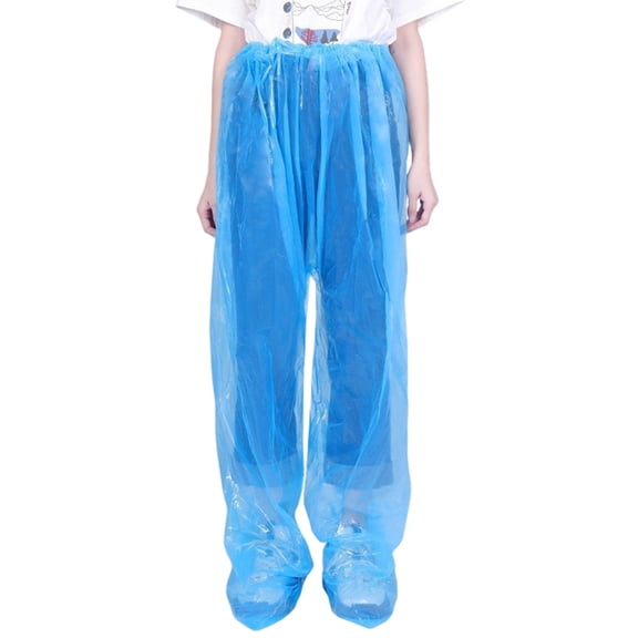 Yesbay Waterproof Rain Pants Elastic Waist Trousers for Men Women 130cm/107cm Length Non-disposable Trousers Snow Sport Outdoor Toddler Playsuit Hiking Pants