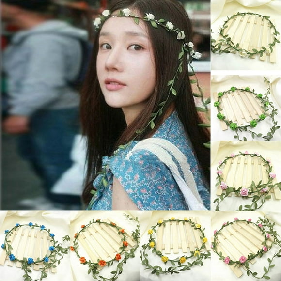 Yesbay Wedding Bridesmaid Boho Floral Flower Festival Forehead Headband Hair Garland Red