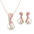 thumbnail image 1 of Yesbay Wedding Jewelry Set Bride Rose Gold Crystal Faux Pearl Pendant Necklace Earrings,Jewelry Set, 1 of 8