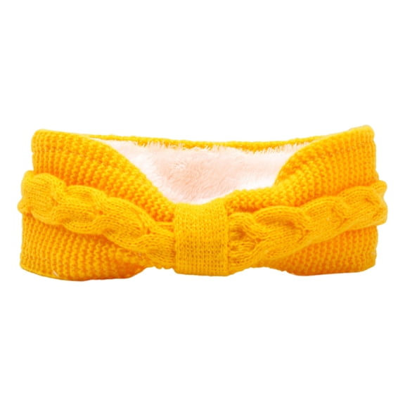 Yesbay Winter Fleece-Lined Headband Twist Texture Thickened Warm Hair Band Stretchy Cozy Head Wrap Knit Ear Warmer
