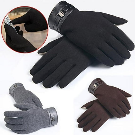 Yesbay Winter Men Full Finger Warm Touch Screen Gloves Bike Bicycle Mittens Xmas Gift-Brown