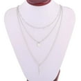 thumbnail image 1 of Yesbay Women 3 Layer Bar Round Pendant Long Chain Necklace Party Jewelry Gift-Silver, 1 of 7