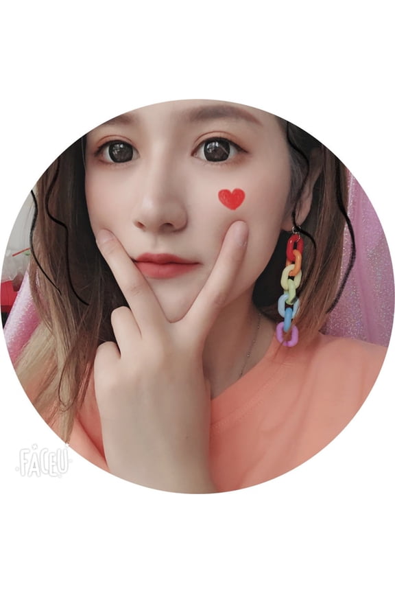 Women Acrylic Rainbow Chain Long Dangle Ear Clip Hook Earrings Club Jewelry-Ear Clip