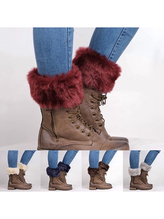 Women Autumn Winter Fashion Furry Ribbed Boot Cuffs Boot Toppers Leg Warmers