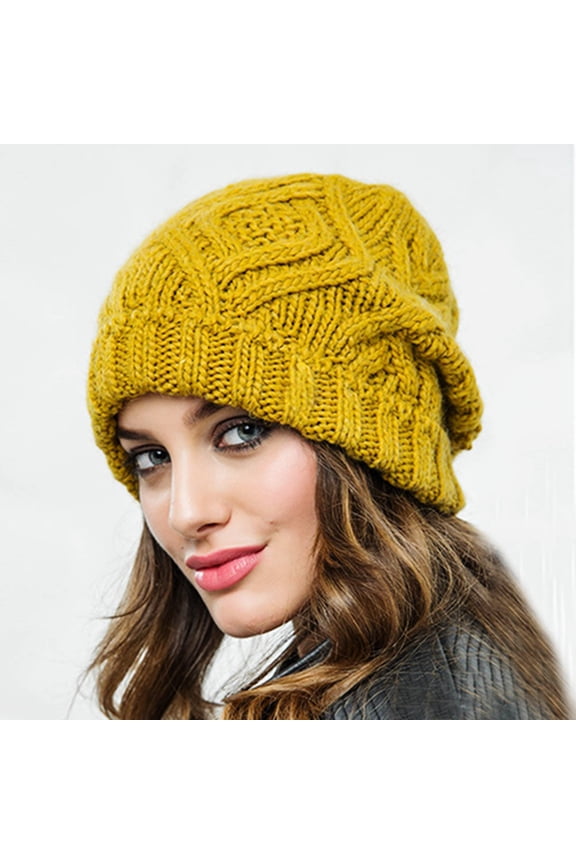 Women Autumn Winter Woolen Yarn Soft Warm Beanie Hat Knitting Cap,Beanie