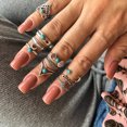 thumbnail image 1 of Yesbay Women Bohemia Fake Turquoise Fingers Knuckle Rings Wedding Party Jewelry, 1 of 7