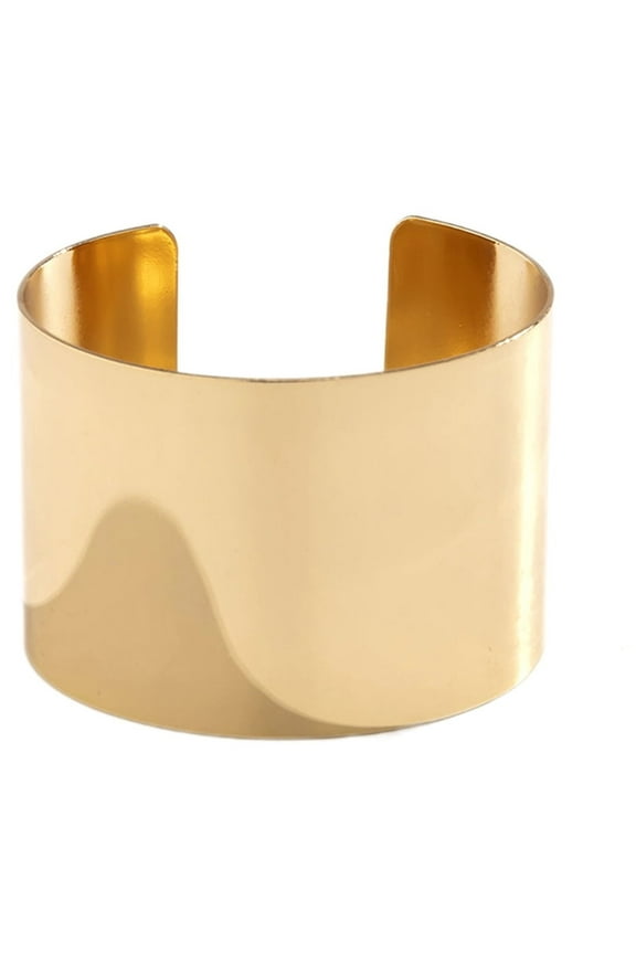 Women Bracelet Exaggerate Vintage Punk Boho Smooth Stainless Metal Adjustable Opening Cuff Bangle Wide Wrist Jewelry