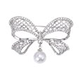 thumbnail image 1 of Yesbay Women Brooch Faux Pearl Rhinestone Decor Hollow Bow Exquisite Vintage Anti-slip Coat Collar Hat Scarf Decoration Clothes Pin Garment Jewelry, 1 of 8