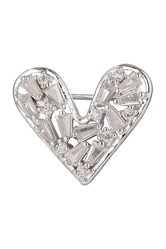 Women Brooch Hollow Out Heart Shape Rhinestone Anti-slip Coat Collar Hat Scarf Decoration Clothes Pin Garment Jewelry