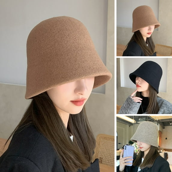 Yesbay Women Bucket Hat Thick Soft Sun UV No Brim Deep Windproof Cold Resistant Foldable Hat Lady Cap Outdoor Headwear