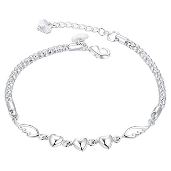 Yesbay Women Charm Love Heart Wings Bracelet Cuff Bangle Jewelry,10pcs