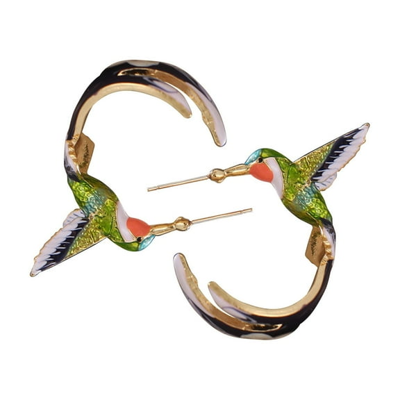 Yesbay Women Earrings Flying Hummingbird Enamel Alloy Piercing Jewelry for Party