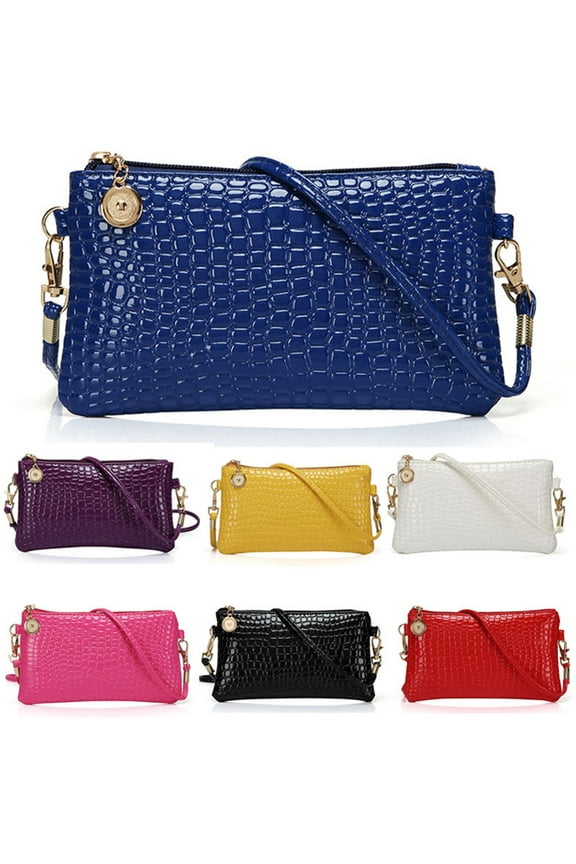 Women Faux Leather Zipper Clutch Mini Cross Body Shoulder Bag Phone Bag,Black