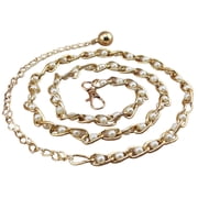 Yesbay Women Faux Pearl Metal Thin Waist Chain Belt Bead Tie Waistband Strap