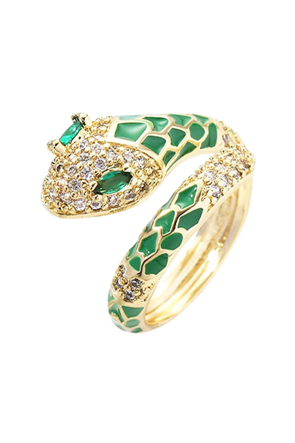 Women Finger Ring Adjustable Opening Sparkling s Snake Shape Ring Cocktail Party Jewelry Gift