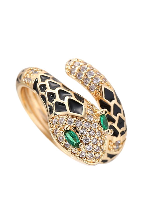 Women Finger Ring Adjustable Opening Sparkling s Snake Shape Ring Cocktail Party Jewelry Gift