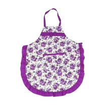 Yesbay Women Floral Print Bowknot Kitchen Restaurant Cooking Pocket Dress Apron Purple