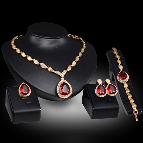Jewelry Sets for Women Gold Necklace Earrings Ring Bracelet 