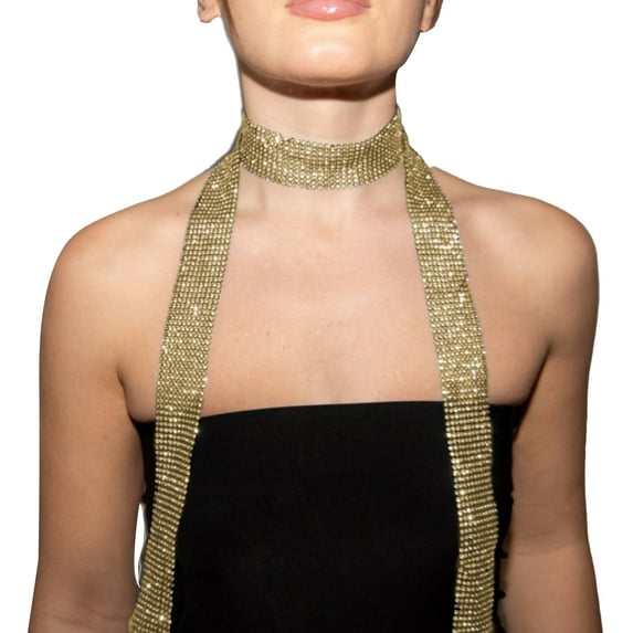 Yesbay Women Long Scarf Shiny Sequins Comfortable Long-wear Scarf Sequin Embellished Decorative Scarf Daily Party Wear