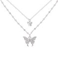 thumbnail image 1 of Yesbay Women Necklace Double Layers Butterfly Shape Rhinestone Lady Pendant for Gift, 1 of 8