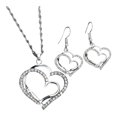 thumbnail image 1 of Yesbay Women Necklace Earrings Set ,Hollow Out Heart Shape Decor Prom Party Hanging Earrings Pendant ,Clavicle Necklace Wedding Dating Jewelry Set, 1 of 8