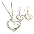 thumbnail image 1 of Yesbay Women Necklace Earrings Set ,Hollow Out Heart Shape Decor Prom Party Hanging Earrings Pendant ,Clavicle Necklace Wedding Dating Jewelry Set, 1 of 8