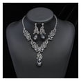 thumbnail image 1 of Yesbay Women Necklace Earrings Set Symmetric Retro Hollow Out Anti-allergy Hanging Earrings Bridal Wedding Prom Anniversary Jewelry Set, 1 of 8