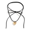 thumbnail image 1 of Yesbay Women Necklace Exaggerated Adjustable Lace-up Soft Golden Silver Color Gift Elegant Large Love Heart Pendant Necklace Jewelry, 1 of 8
