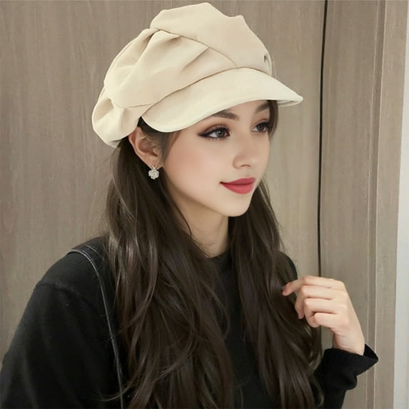 Yesbay Women Newsboy Cap Adjustable Visor Berret Hat Breathable Peaked Hat Ladies Vintage Casual Paperboy Painter Cabbie Hat
