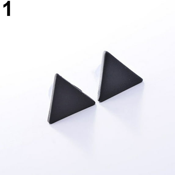 Yesbay Women Punk Triangle Ear Stud Earrings Party Prom Jewelry Lady Gift-Black