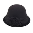 thumbnail image 1 of Yesbay Women Retro Beanie 3D Flower Decor Dome Contrast Color Short Brim Cold Weather Thermal Hat Dating Shopping Party Headwear, 1 of 7