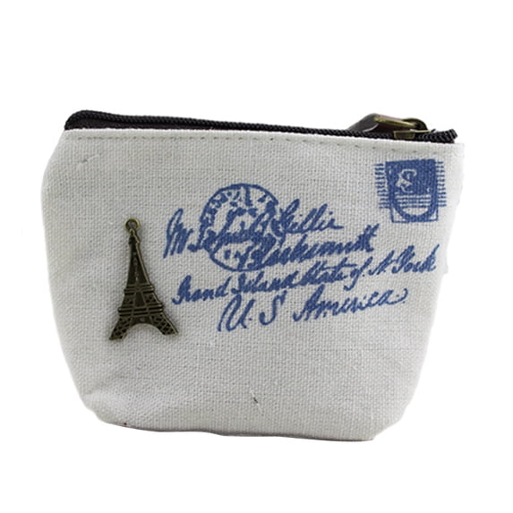 Yesbay Women Retro Camera Eiffel Tower High Wheel Letter Coin Purse Mini Wallet Clutch
