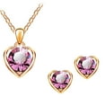 thumbnail image 1 of Yesbay Women Rhinestone Heart Pendant Necklace Chain Stud Earrings Party Jewelry Set,Golden + Rose Red, 1 of 5