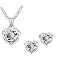 thumbnail image 1 of Yesbay Women Rhinestone Heart Pendant Necklace Chain Stud Earrings Party Jewelry Set,White, 1 of 7
