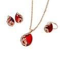 thumbnail image 1 of Yesbay Women Rhinestone Peacock Water Drop Pendant Necklace Earrings Ring Jewelry Set,Red, 1 of 8