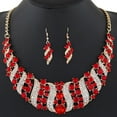 thumbnail image 1 of Yesbay Women Rhinestone Spiral Bib Necklace Hook Earrings Statement Party Jewelry Set-Red, 1 of 6