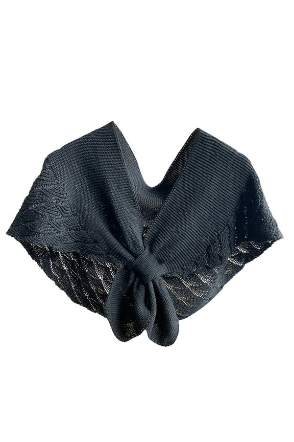 Women Shawl Short Knitted Sunscreen Open Stitch Air Conditioner Shawl for Home Wear