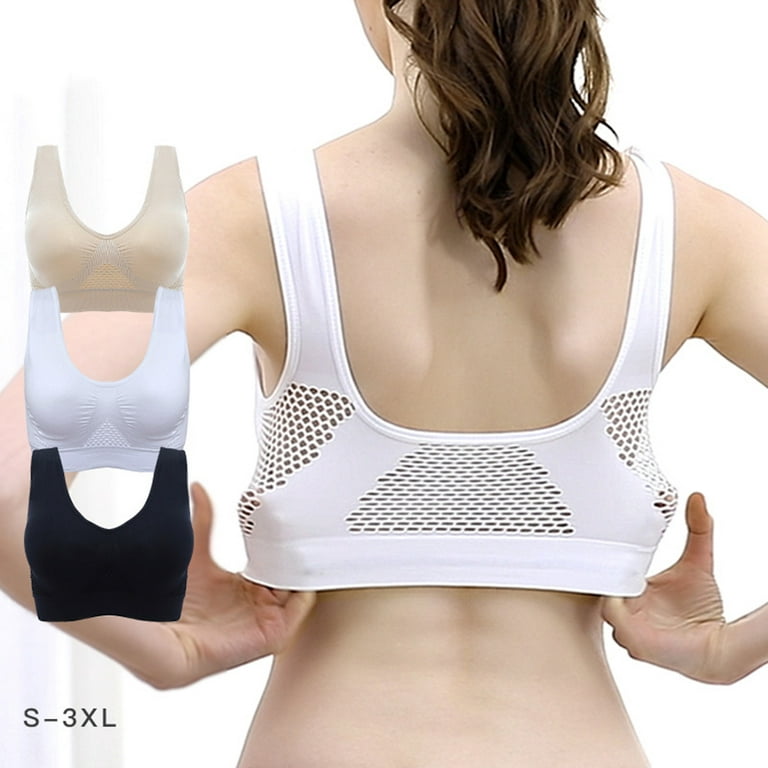 Yesbay Women Shockproof Breathable Wireless Push-up Vest Bra Sport  Underwear,Skin Color