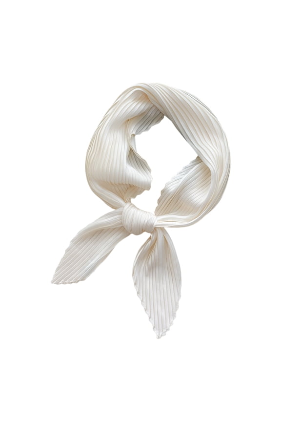 Women Square Scarf Plain Color Wavy Edge Pleated Neck Wear Temperament Thin Silky Crinkled Scarf for Office